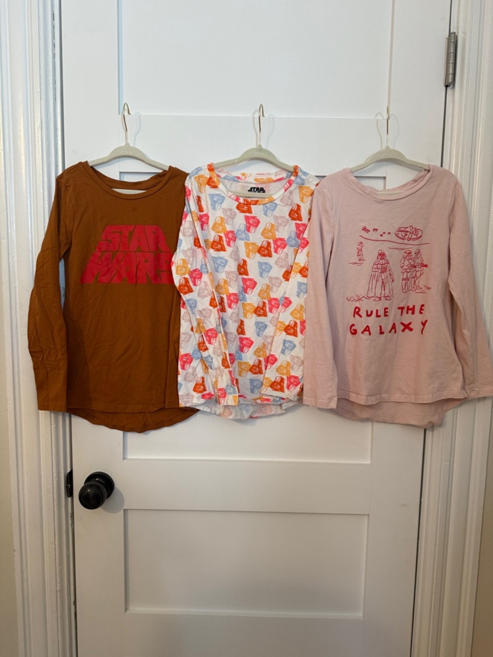 Star Wars Girls' Long Sleeve Tops - Brown, White, Pink